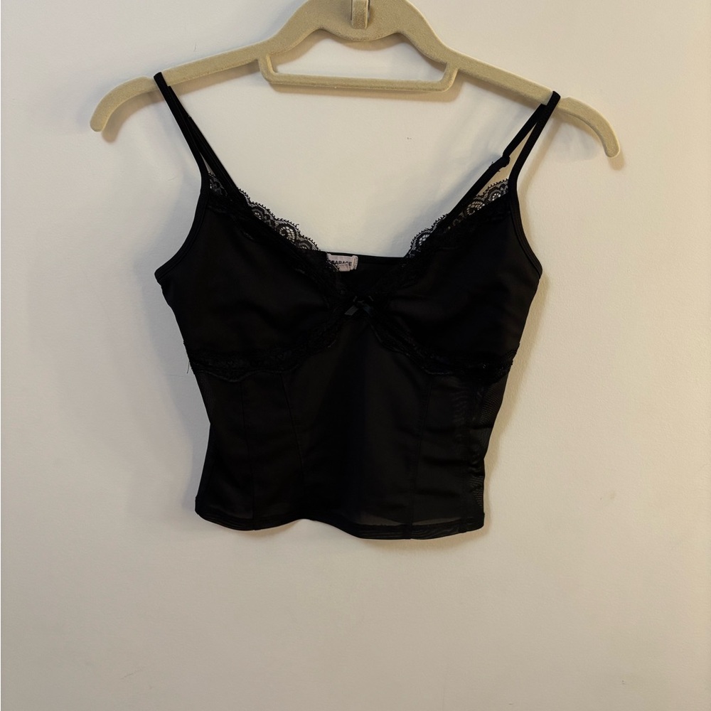 Garage Black Lace Trim Tank Top